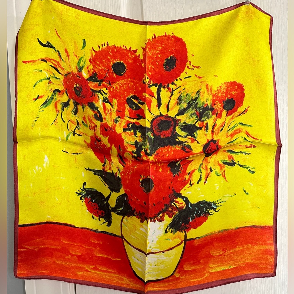 100% silk scarf bandana sunflowers van gogh
